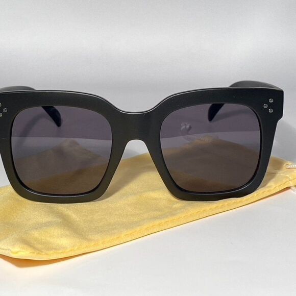 0630 Matt Black Oversized Square Sunglasses UV400 New - Picture 1 of 9